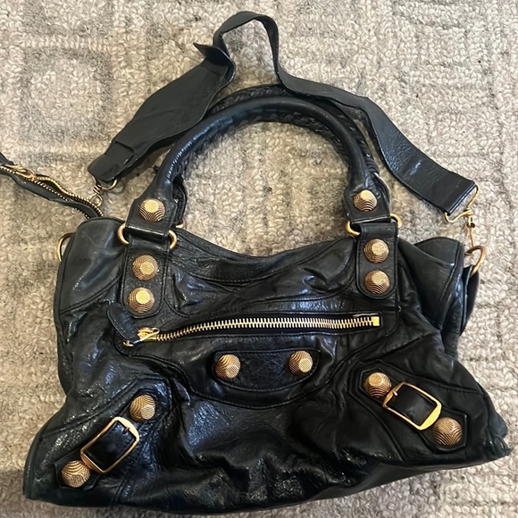 balenciaga gold city bag
